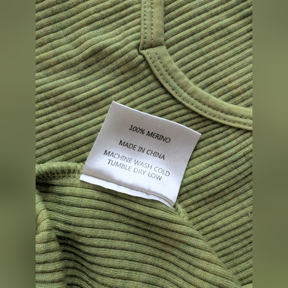 Woolx Women's XS Brooklyn Ribbed Tank in Key Lime - Picture 5 of 5